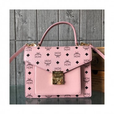 MCM 2019 Patricia Visetos Tote Shoulder Bag,27.5cm - 엠씨엠 2019 패트리샤 비세토스 여성용 토트 숄더백 MCMB0118, 27.5cm,핑크