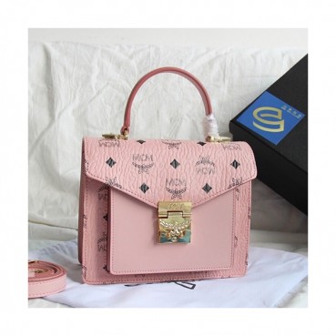 MCM 2019 Patricia Visetos Tote Shoulder Bag,21cm - 엠씨엠 2019 패트리샤 비세토스 여성용 토트 숄더백 MCMB0113, 21cm,핑크