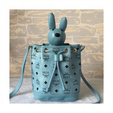 MCM 2019 Visetos Leather Shoulder Bag,18cm - 엠씨엠 2019 여성용 비세토스 레더 숄더백 MCMB0109, 18cm,블루