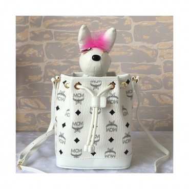 MCM 2019 Visetos Leather Shoulder Bag,18cm - 엠씨엠 2019 여성용 비세토스 레더 숄더백 MCMB0106, 18cm,화이트