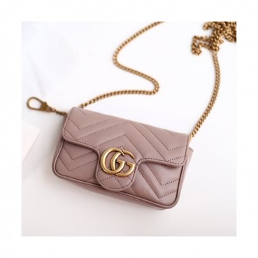 Gucci GG Marmont Matlase Super Mini Women Shoulder Bag,16.5CM - 구찌 GG 마몬트 마틀라세 수퍼미니 여성용 숄더백 476433,GUB0573,16.5CM,다크베이지핑크