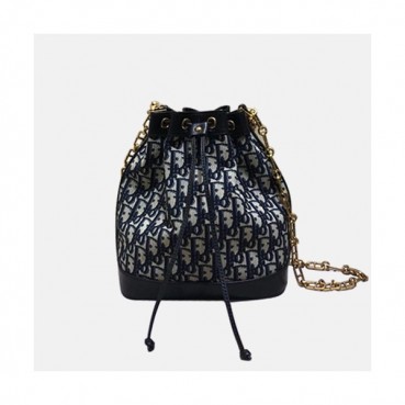 Dior 2019 Oblique Bucket Chain Shoulder Bag,25CM - 디올 2019 오블리크 여성용 버킷 체인 숄더백  DIOB0214,25CM,블랙