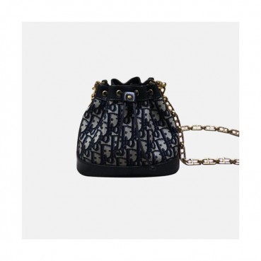 Dior 2019 Oblique Bucket Chain Shoulder Bag,18CM - 디올 2019 오블리크 여성용 버킷 체인 숄더백  DIOB0213,18CM,블랙