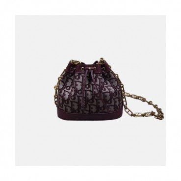 Dior 2019 Oblique Bucket Chain Shoulder Bag,18CM - 디올 2019 오블리크 여성용 버킷 체인 숄더백  DIOB0211,18CM,레드