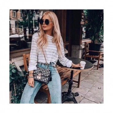 Dior 2019 Oblique Addict Leather Chain Shoulder Bag,24CM - 디올 2019 오블리크 어딕트 여성용 레더 체인 숄더백  DIOB0199,24CM,네이비