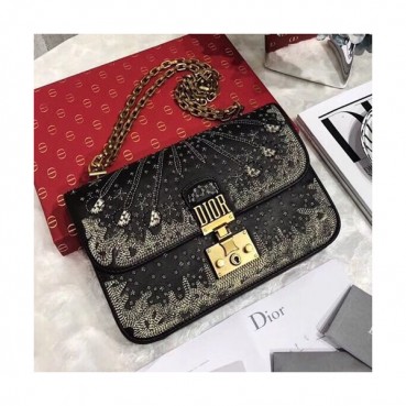 Dior 2019 Addict Leather Chain Shoulder Bag ,24CM - 디올 2019 어딕트 여성용 레더 체인 숄더백 DIOB0197,24cm,블랙