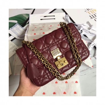 Dior 2019 Addict Leather Chain Shoulder Bag ,24CM - 디올 2019 어딕트 여성용 레더 체인 숄더백 DIOB0196,24cm,와인