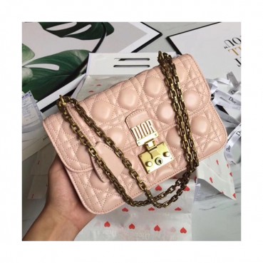 Dior 2019 Addict Leather Chain Shoulder Bag ,24CM - 디올 2019 어딕트 여성용 레더 체인 숄더백 DIOB0193,24cm,연핑크