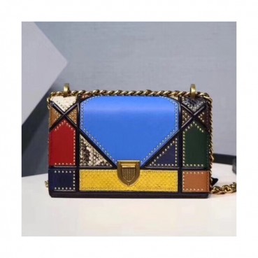 [유니크&트랜디한백]Dior 2019 Dior Rama Leather Chain Shoulder Bag ,21/25CM - 디올 2019 디올라마 레더 여성용 체인 숄더백 DIOB0163,21/25cm,블루