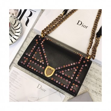 Dior 2019 Dior Rama Leather Chain Shoulder Bag ,25CM - 디올 2019 디올라마 레더 여성용 체인 숄더백 DIOB0161,25cm,블랙
