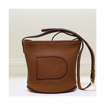 Delvaux 2019 Pin Leather Shoulder Bag,20CM - 델보 2019 핀 레더 숄더백,DVB0259 .20CM,브라운