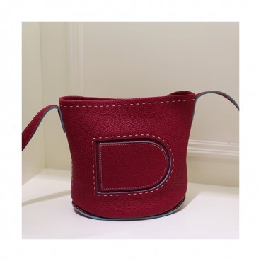 Delvaux 2019 Pin Leather Shoulder Bag,20CM - 델보 2019 핀 레더 숄더백,DVB0004 .20CM,레드