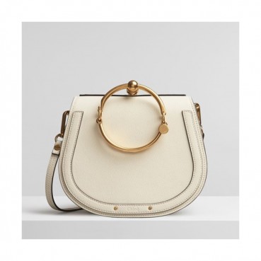 Chole 2019 Nile Large Leather Shoulder Bag, 24cm -  끌로에 2019 나일 라지 레더 숄더백,CLB0108,24cm,화이트