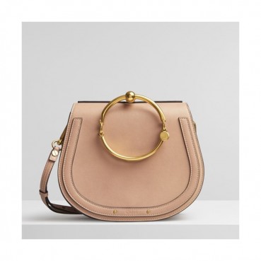Chole 2019 Nile Large Leather Shoulder Bag, 24cm -  끌로에 2019 나일 라지 레더 숄더백,CLB0107,24cm,베이지핑크