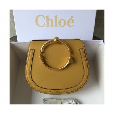 Chole 2019 Nile Large Leather Shoulder Bag, 24cm -  끌로에 2019 나일 라지 레더 숄더백,CLB0103,24cm,옐로우