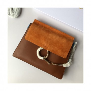 Chole 2019 Faye Leather Shoulder Bag, 32cm -  끌로에 2019 페이 레더 숄더백,CLB0071,32cm,브라운