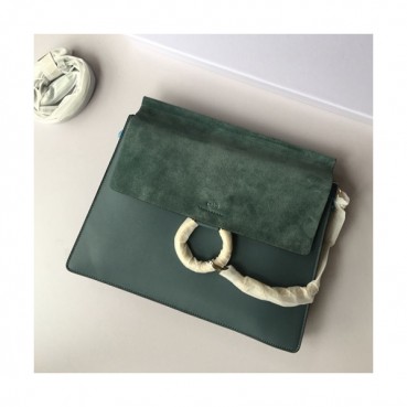 Chole 2019 Faye Leather Shoulder Bag, 32cm -  끌로에 2019 페이 레더 숄더백,CLB0070,32cm,블루그린