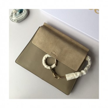 Chole 2019 Faye Leather Shoulder Bag, 32cm -  끌로에 2019 페이 레더 숄더백,CLB0069,32cm,카키그레이