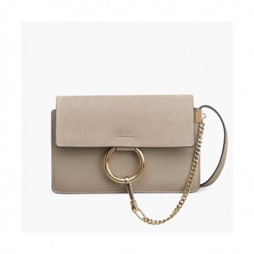 Chole 2019 Faye Leather Shoulder Bag, 24cm -  끌로에 2019 페이 레더 숄더백,CLB0061,24cm,카키그레이