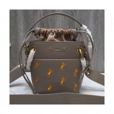 Chole 2019 Roy Leather Bucket Tote Shoulder Bag, 20cm -  끌로에 2019 로이 레더 버킷 토트 숄더백,CLB0014,20cm,카키그레이