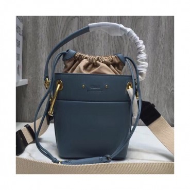 Chole 2019 Roy Leather Bucket Tote Shoulder Bag, 20/23cm -  끌로에 2019 로이 레더 버킷 토트 숄더백,CLB0012,20/23cm,블루
