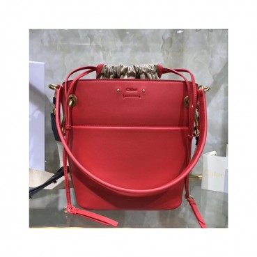 Chole 2019 Roy Leather Bucket Tote Shoulder Bag, 20/23cm -  끌로에 2019 로이 레더 버킷 토트 숄더백,CLB0011,20/23cm,레드