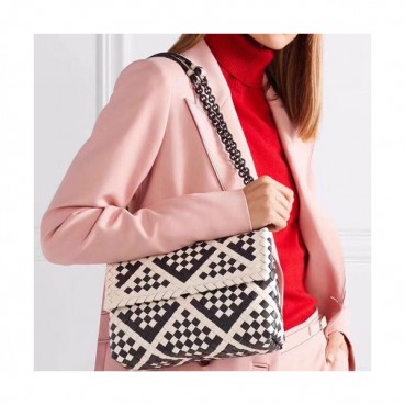 Bottega Veneta 2019 Leather Shoulder Bag,25cm - 보테가 베네타 2019 레더 숄더백, 9987,BVB0171,25cm,화이트+블랙