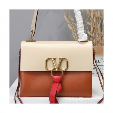 Valentino 2019 V-ring Large Leather Shoudler Bag,28.5CM 