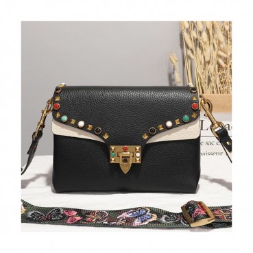 Valentino 2019 Leather Shoudler Bag,23CM - 발렌티노 2019 여성용 레더 숄더백 ,VTB0505,23CM,블랙