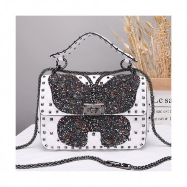 Valentino 2019 Leather Rockstud Spike Tote Shoudler Bag,24CM - 발렌티노 2019 레더 락스터드 스파이크 토트 숄더백,VTB0501,24CM,화이트