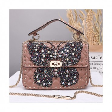 [봄신상]Valentino 2019 Leather Rockstud Spike Tote Shoudler Bag,24CM - 발렌티노 2019 레더 락스터드 스파이크 토트 숄더백,VTB0500,24CM,핑크