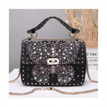 Valentino 2019 Leather Rockstud Spike Tote Shoudler Bag,24CM - 발렌티노 2019 레더 락스터드 스파이크 토트 숄더백,VTB0499,24CM,블랙