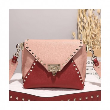 Valentino 2019 Leather Shoudler Bag,25CM - 발렌티노 2019 여성용 레더 숄더백 ,VTB0498,25CM,레드+핑크