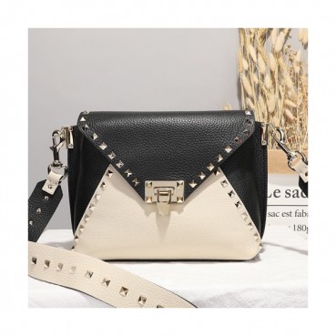 Valentino 2019 Leather Shoudler Bag,25CM - 발렌티노 2019 여성용 레더 숄더백 ,VTB0497,25CM,화이트+블랙