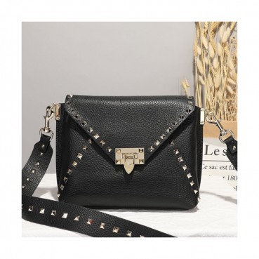 Valentino 2019 Leather Shoudler Bag,25CM - 발렌티노 2019 여성용 레더 숄더백 ,VTB0496,25CM,블랙
