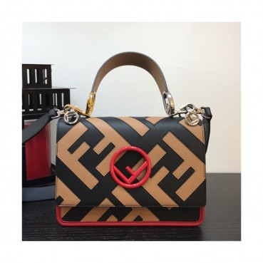 [매장판]Fendi Kan I F Shoulder Bag ,26CM - 펜디 칸아이 에프 숄더백 FENB0359,26CM,블랙+브라운