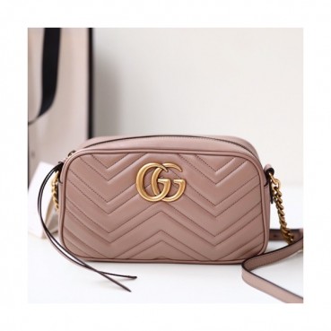 [한정특가]Gucci Marmont Matlase Leather Camera Shoulder Bag,24CM - 구찌 마몬트 마틀라세 레더 카메라 숄더백 447632,GUB0551,24cm,베이지핑크