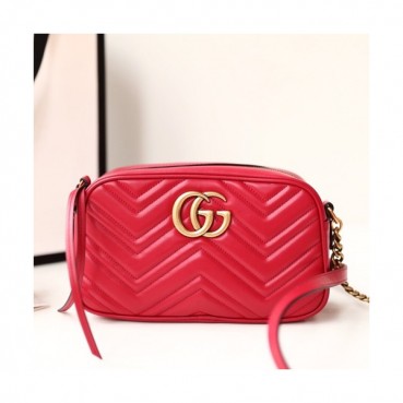 Gucci Marmont Matlase Leather Camera Shoulder Bag,24CM - 구찌 마몬트 마틀라세 레더 카메라 숄더백 447632,GUB0552,24cm,레드