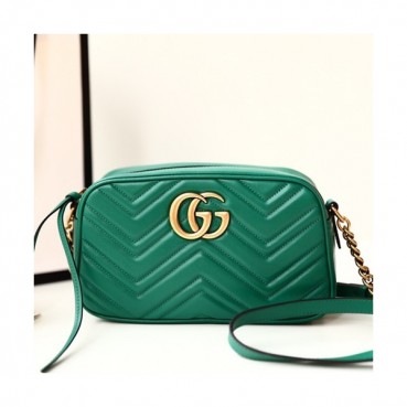 Gucci Marmont Matlase Leather Camera Shoulder Bag,24CM - 구찌 마몬트 마틀라세 레더 카메라 숄더백 447632,GUB0550,24cm,그린