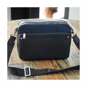 Fendi 2019 Nylon&Leather Bag Bugs Shoulder Bag,28CM - 펜디 2019 나일론&레더 남성용 백버그 숄더백  FENB0224,28CM,네이비