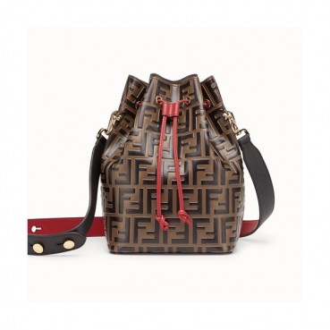 Fendi 2019 Mon Tresor Bucket Shoulder Bag ,24CM - 펜디 2019 몬 트레조 버킷 숄더백  FENB0119,24CM,브라운+레드