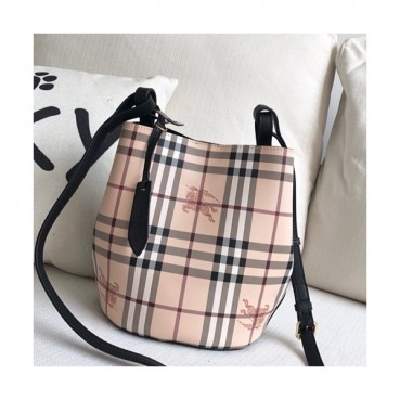 Burberry 2019 Check Bucket Shoulder Bag, 23.5cm - 버버리 2019 체크 버킷 숄더백,BURB0218,23.5cm,블랙