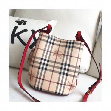 [귀여움 뿜뿜]Burberry 2019 Check Bucket Shoulder Bag, 23.5cm - 버버리 2019 체크 버킷 숄더백,BURB0217,23.5cm,레드