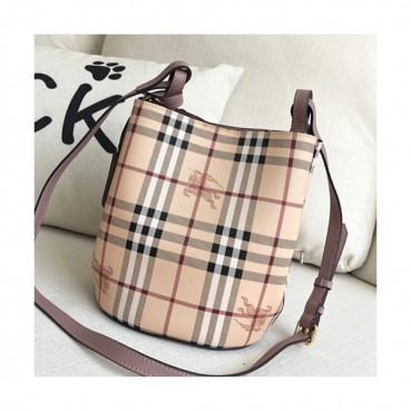 Burberry 2019 Check Bucket Shoulder Bag, 23.5cm - 버버리 2019 체크 버킷 숄더백,BURB0215,23.5cm,연핑크퍼플