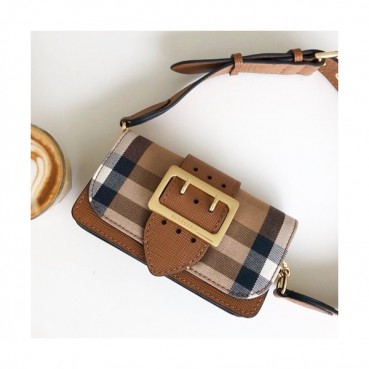 Burberry Leather House Check Buckle Small Shoulder Bag, 19.5cm - 버버리 레더 하우스체크 버클 스몰 숄더백 ,BURB0094,19.5cm,브라운