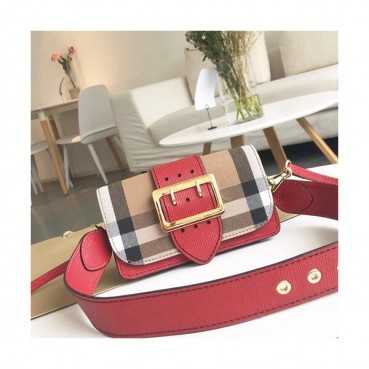 [귀여움가득~]Burberry Leather House Check Buckle Small Shoulder Bag, 19.5cm - 버버리 레더 하우스체크 버클 스몰 숄더백 ,BURB0093,19.5cm,레드