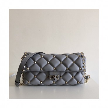 Valentino 2019 Leather Garavani CandyStud Chain Shoudler Bag,27CM - 발렌티노 2019 레더 가라바니 캔디스터드 체인 숄더백,VTB0488,27CM,그레이