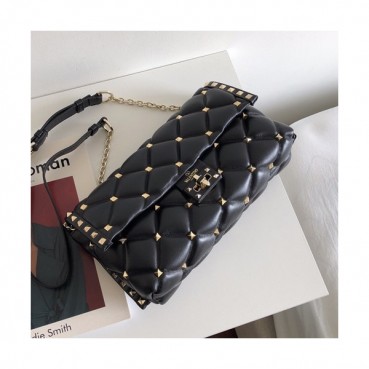 [데일리로 딱!!] Valentino 2019 Leather Garavani CandyStud Chain Shoudler Bag,27CM - 발렌티노 2019 레더 가라바니 캔디스터드 체인 숄더백,VTB0485,27CM,블랙