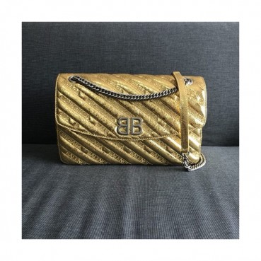 [매장판]Balenciaga 2019 Lock Round Leather Chain Shoulder Bag,27CM - 발렌시아가 2019 락 라운드 레더 체인 숄더백,BGB0255,27CM,골드