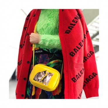 Balenciaga 2019 Leather  Kitten Camera Shoulder Bag - 발렌시아가 2019 레더 키튼 남여공용 카메라 숄더백,BGB0222,옐로우